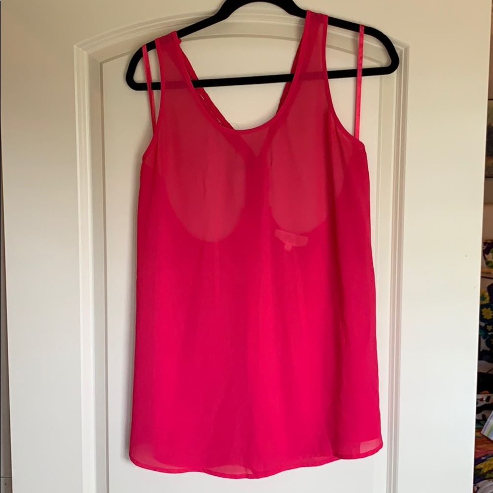Semi sheer tank top with braided detailing